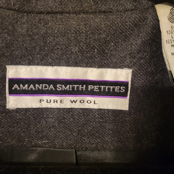 Amanda Smith Petites Women's Gray Double-Breasted Pure Wool Blazer. Size 10P - Picture 5 of 7